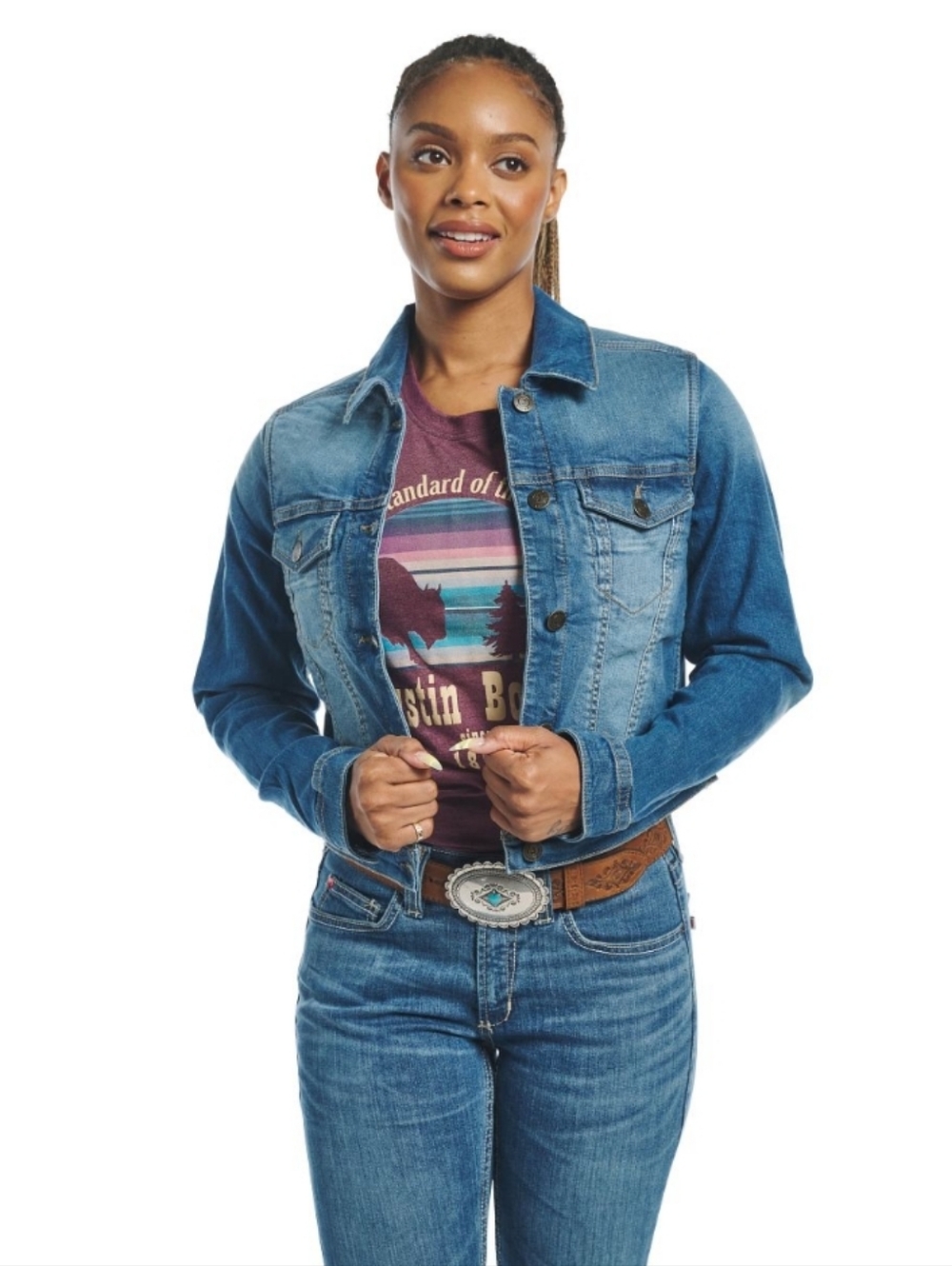 Justin Boots Light Blue Denim Jean Jacket_M